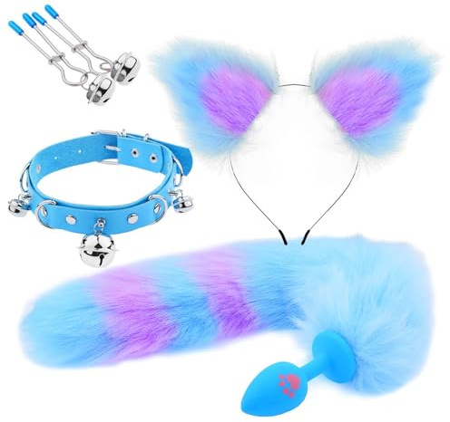 Juego de bondage SM, tapón anal con cola de zorro, pinzas para pezones y collar para cosplay para parejas, juguetes anales, juego de juguetes sexuales para hombres y mujeres