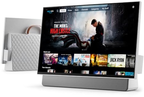 VLH 27 Zoll Tragbarer Fernseher, Smart Google TV, Batteriebetriebener Outdoor-Fernseher 1080P, Dolby Audio, 400cd/m², WLAN ＆ Bluetooth, Fernbedienung für Google Assistent, Ideal für Camping, Parties