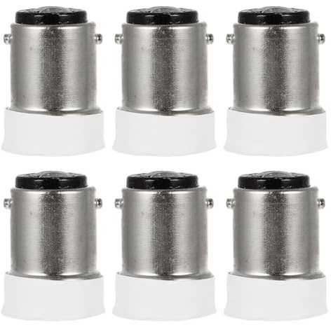 Veemoon 6pcs B15d to E14 Light Bulb Socket Converter Adapter Lamp Socket Replacement Base for Knob Fixtures White Lamp Bases Compatible with Screw and Bayonet Bulbs