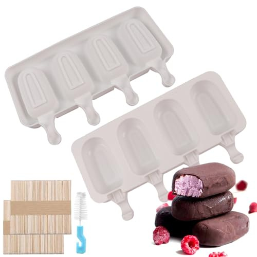 2 Moldes Silicona Helados, Molde Helados Silicona con Palo, Molde Para Helados, Para Hacer Tus Propios Hielos en Varilla, Hielo Congelado en ei Molde de Varilla