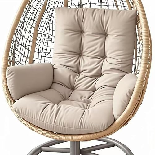 Generico Cuscino per Poltrona Sospesa Esterno in Poliestere Impermeabile, Imbottitura PP Cotton Alta Densità, Seduta Ergonomica per Altalena e Giardino, Ricambio Universale,Cachi