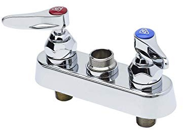 T&S Brass Workboard Faucet, Deck Mount, 4 Centers, Lever Ha,Chrome