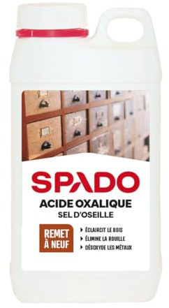 SPADO - Acide oxalique - Sel d'oseille - Eclaircit le bois - Elimine la rouille - Désoxyde les métaux - Remet à neuf - 750 G - Fabriqué en France