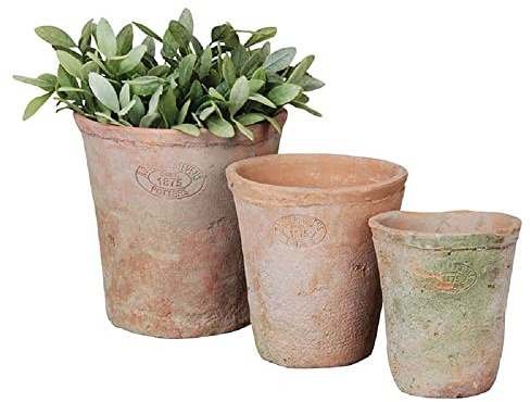 Esschert Design AT01 Aged Terracotta Round Pots (Set of 3)
