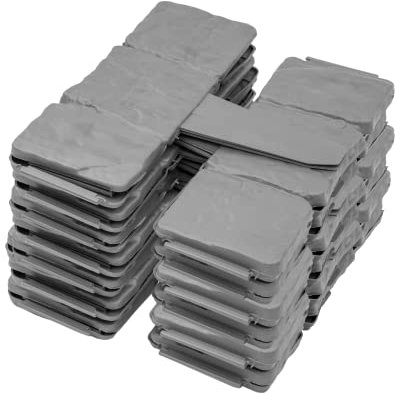 KCT 3 Pack - Grey Stone Cobble Effect Garden Lawn Border Edging Interlocking Path Edge - 30 Pieces Total