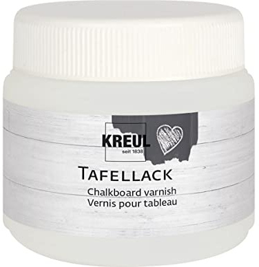 KREUL 79422 - Tafellack, 150 ml Dose, transparent, seidenmatter Überzugslack auf Wasserbasis, für die Gestaltung von Tafelflächen auf Holz, Karton, Ton, Metall, Beton und Gips