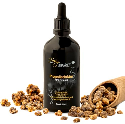 Honigmeisterei Propolis Tinktur 100ml mit 40% natürlichem Propolis, hochdosiert aus Schwarzwälder Imkerei, Tropfen ohne Zusatzstoffe, für die innere oder äußere Anwendung