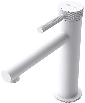 doporro Armatur Waschbeckenarmatur in Weiß 18,1 cm hoch | Design Waschtischarmatur praktischer Einhebelmischer DIN-Anschlüsse WAO-7601