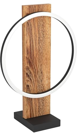 EGLO LED Tischlampe Boyal, 1 flammige Tischleuchte Vintage, Rustikal | Nachttischlampe aus Holz, Metall, Kunststoff, Wohnzimmerlampe in Braun, Schwarz, Weiß, LED Lampe mit Schalter, warmweiß