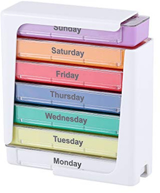Pill Organiser, Pill Box Organiser 4 Times a Day, Weekly Pill Box 7 Day with 28 Compartments for Vitamin Supplement Medication, Travel Portable Medicine Container for Kid Men Women Elderly