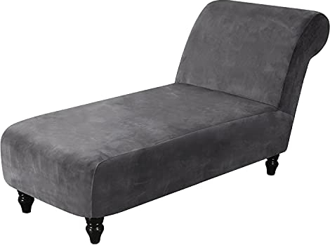 TOPCHANCES Samt Chaiselongue Schonbezüge, Liegesessel Stuhlbezug, Relaxliege Deluxe Stuhlbezüge, Schonbezug Stretch rutschfest (Grau)