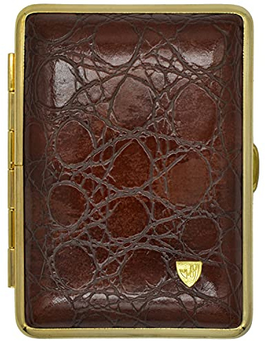 v.H 1912 VOM HOFE MANUFAKTUR Visitenkartenetui 444GKK09, Kunstleder Kroko, Rahmen Gold, mit innenliegenden Gummibändern