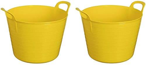 TENLITE 2x 20L Flexi Bucket (Yellow) for home,gardening, laundry storage (Indoor and Outdoor)