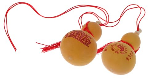 Cabilock Natural Calabash Wu Lou Feng Shui Gourd Pendant 5.11X2.36X3.14 Inch Hanging Ornament for Home Decor and Door Feng Shui Protection