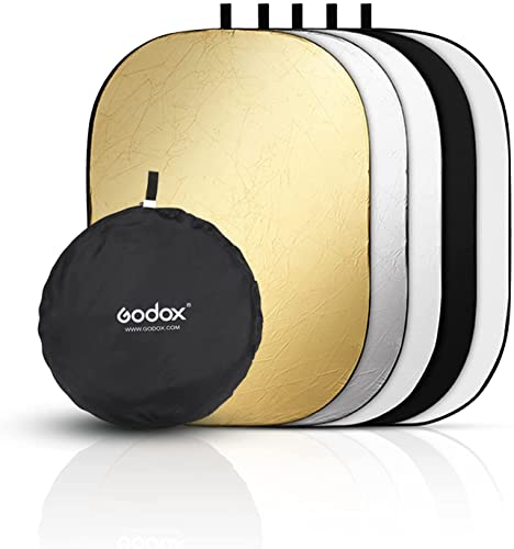 GODOX Réflecteur 5 en 1 Pliable Réflecteur de Lumière avec Sac de Transport, Portable Réflecteur Photo pour Studio Vidéo (100x150cm)