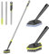 Masthome Brosse de Nettoyage 2 en 1 pour Baignoire et Carrelage avec Manche Long, Brosse à Récurer Amovible à Poils Rigides et 2 tête éponge pour Salle de Bain, Baignoire, Sol