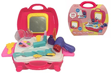 Set Bellezza Gioielli Capelli Principessa Bambina Valigetta Parrucchiera Trucchi Set di Gioielli per Ragazze Principessa Giocattoli Kit Regalo con Asciugacapelli Phon Spazzola Accessori Acconciature