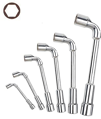 Schraubenschlüssel Rohrsteckschlüssel L-förmiges perforiertes Winkelstück Autoreparaturwerkzeug 7-förmiger sechseckiger Doppelkopf-Gehäuseschlüssel 8 mm 10 mm ~ 19 mm 1 Stück Schraubenschlüssel