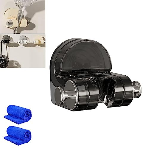 Estante de ducha con ventosa integrado, estante de ducha con ventosa, soporte de ducha ajustable de montaje en pared, estante de ducha con ventosa, estante de ducha portátil reutilizable (negro-1
