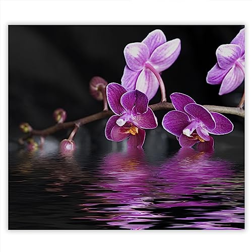 SMTDeco Herdabdeckplatte 60×52 cm – Mehr Arbeitsfläche, Spritzschutz & Schneidebrett – ESG Glas, kratzfest – für Induktion/Ceranfeld – 1-teilig, Motiv Blumen Schwarz