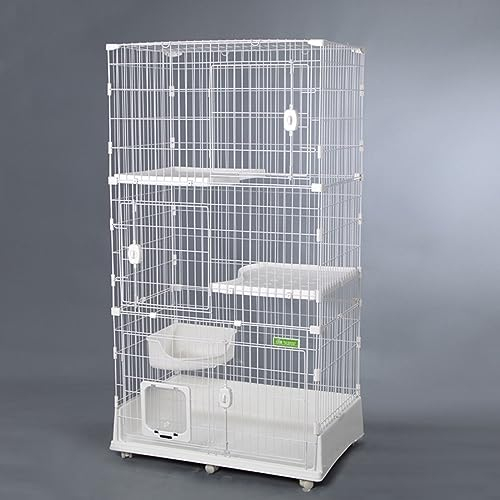 Großer Katzenkäfig mit 3 Ebenen, ABS-Material, Freilauf for Kaninchen / Meerschweinchen / Hasen, Einteilige Einfassung, Oberfläche Mattiert, Einfach zu Säubern ( Color : White , Size : 3 layer )