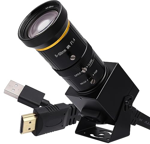 Svpro 4K HDMI Kamera USB Kamera mit 5-50mm Teleobjektiv,Manueller Fokus Streaming Webcam H.264 Zoom Industriekamera für Computer/Monitor/TV/Projektor,10X Optischer Zoom und 2X Digitalzoom
