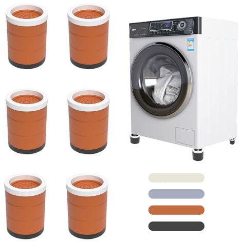 CFlong 6 Pcs Washing Machine Feet, Anti Vibration Mat, Rubber Feet Pad, Anti-slip Pad, Shock Absorber, Non-slip Fixed Anti-deviation, Used for Dryer, Washing Machine, Dishwasher (Brown)