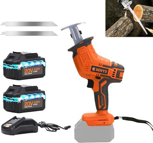 Scie à guichet sans fil 3000 tr/min, avec 2 lames de scie en acier inoxydable pour couper le bois et le métal, scie à main électrique avec double batterie 4.0Ah et chargeur rapide