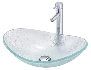 Bathroom Countertop Vessel Sink Vessel Sink Tempered Glass Wash Basin Hotel Simple Creative Art Sink Bathroom Counter Wash Basin Bathroom Sinks (Color : Sink set)