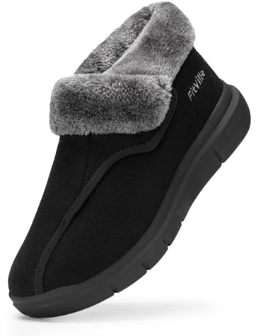 FitVille Mens Wide Diabetic Shoes Winter Snow Boots Extra Wide Fit Fluffy Ankle Boot Comfortable Adjustable Shoes for Swollen Feet