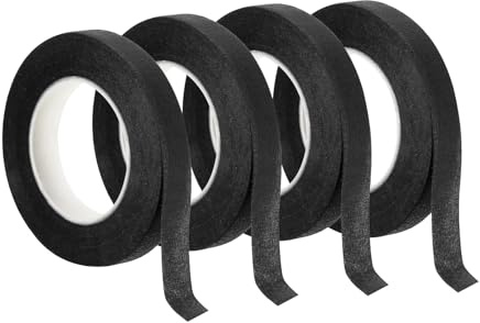 PATIKIL 30 Yardas de Cintas Florales 4 Rollos de Cinta de Papel Crepé para Envolver Tallos de Flores Impermeable Cefluvio Negro (27 Metros)