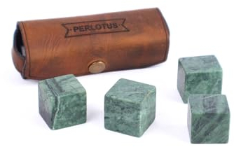 Perlotus 4 Stück Whisky Steine aus Naturstein Granit Marmor Wiederverwendbare Kühlsteine im Geschenkset Premium Qualität für Whisky Liebhaber