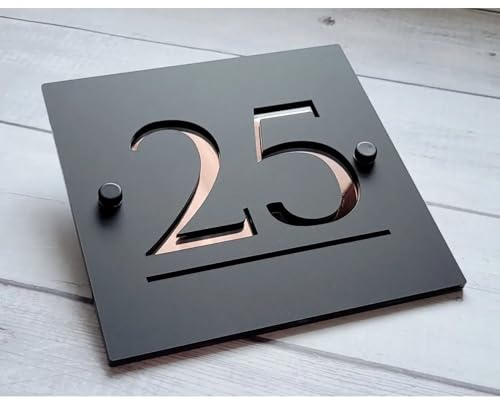 Hausnummernschild, personalisierte Adressschilder mit Straßennamen, Hausnummern für Außenbereich, modernes 3D-Türschild, Außenschilder und Wandkunst (25 x 25 cm, rosa)