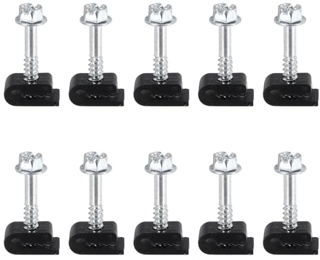 sourcing map 10pcs Single Coaxial Cable Clips 1/10 (3mm) Screw Clip Electrical Wire Cable Holder Plastic Wire Clamps for Cords Management, Black