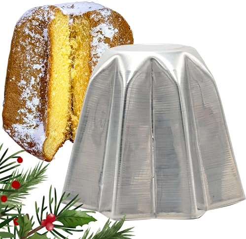 TSJESMIC - Stampo Pandoro, ANTIADERENTE, Stampo Pandoro 1Kg, RICETTA INCLUSA, Alluminio 99,5% Certificato Per Alimenti, Made In Italy, Pandoro Perfetto Per Il Natale 2025