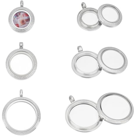 UNICRAFTALE 3 Stück Edelstahl Flach Rund Schwimmende Medaillon Anhänger für Lebendige Erinnerungsfotos - Selbstgemachte Gedenkhalsketten Schmuck