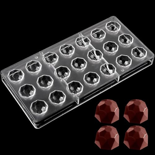 QGGTQG Molde Transparente de Policarbonato con 21 Agujeros para Chocolate, Reutilizable para Cubitos de Hielo y Dulces