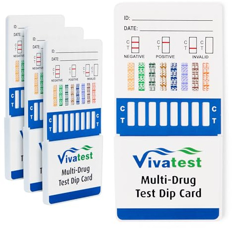 VivaTest Drogentest-Kits – 3er-Pack 8-in-1-Urin-Drogentest-Set für Kokain, Opiate, Methamphetamin, Amphetamin, THC, Benzodiazepine, Methadon & MDMA – Zuhause oder am Arbeitsplatz
