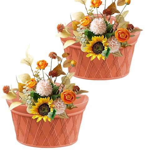 Keyubria 2 Stück Hängende Blumentöpfe, Vintage Blumentopf Hängeampel, Hängende zauns Pflanzgefäße, Hängender Wand-Blumentopf Für Blumen Pflanzen Wanddeko Gartendeko Wandvase