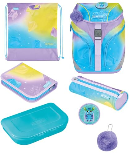 herlitz Schulranzen Set 7-teilig GREENline aus recycelten PET Flaschen 1.Klasse Junge Mädchen Kinder 18 L