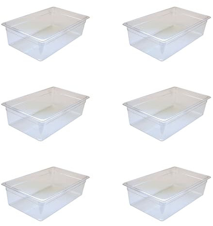 AcMax 6 contenitori per gas GN 1/1 in policarbonato, 21 litri, profondità 150 mm, Gastronorm