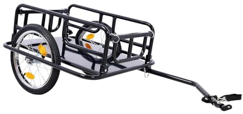 Remorque de vélo pliable avec roues de 40,6 cm et réflecteurs, chariot de rangement pour transporter des bagages et des outils