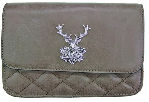 Gesteppte Trachten Handtasche Anni mit Hirsch Applikation | Braun