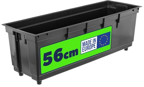 KADAX Inserto de 56 cm para jardinera, inserto de plástico negro para jardineras de balcón y jardinera, macetero, maceta interior (56,5 x 19 cm)