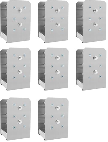 4x4 Post Base, 8Pcs Stainless Steel Adjustable Post Anchor Bracket (Internal 3.5 x 3.5), Concrete Posts Base for Pavilion Deck Porch, Railing Support Decorative Anchor Plate