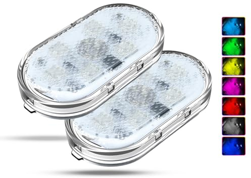 2 Pezzi Luci LED Ambiente Auto, Luci Interne RGB 7 Colori, Luce Touch Ricaricabile USB Magnetica, Illuminazione Atmosfera per Auto, Casa e Interni