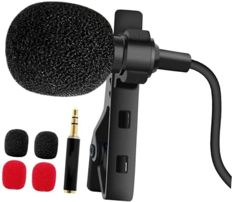 3.5mm Clip-on Lavalier Microphone for Laptop Computers Black | Plastic and Metal Build, Hands-free Recording, Suitable for Outdoor Lectures and Webcasts