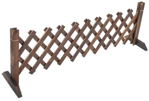 Gatuida Clôture Extensible En Bois Rétractable Pour Jardin Et Balcon, Treillis Pour Plantes Grimpantes 0,35 m Hauteur x 1,2 m Longueur, Petite Barrière Décorative En Bois Brun Pour Extérieur