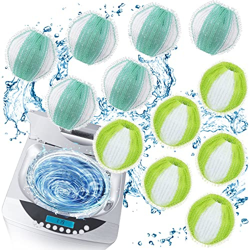 12PCS Laundry Balls, Pet Hair Remover for Laundry, Reusable Lint Catcher Washing Machines Animal Fur Clothes Hamper Hair Remover
