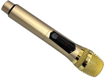 Eminchu Micrófono Inalámbrico de Mano Recogida Eficiente para Conferencias en Casa, Pantalla LED para Micrófono Inalámbrico de Karaoke Al Aire Libre, Interfaz de 6,35 Mm, 1 Juego de Cantidad de (GOLD)